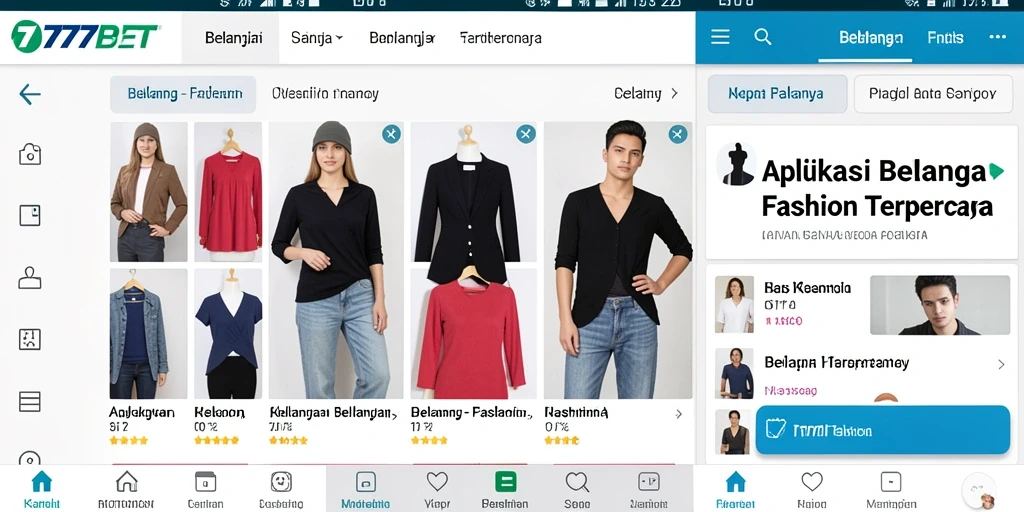 Screenshot aplikasi 777BET menampilkan antarmuka belanja fashion yang menarik.