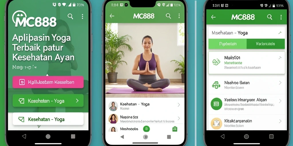 Antarmuka aplikasi MC888 menampilkan sesi Yoga yang mudah diikuti.