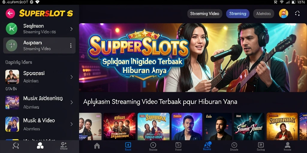 Tampilan antarmuka SUPERSLOTS yang menarik untuk streaming video.