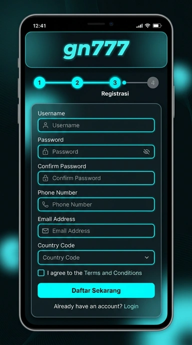 Tampilan halaman daftar gn777