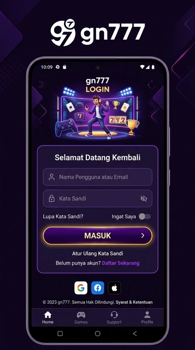 Tampilan halaman login gn777